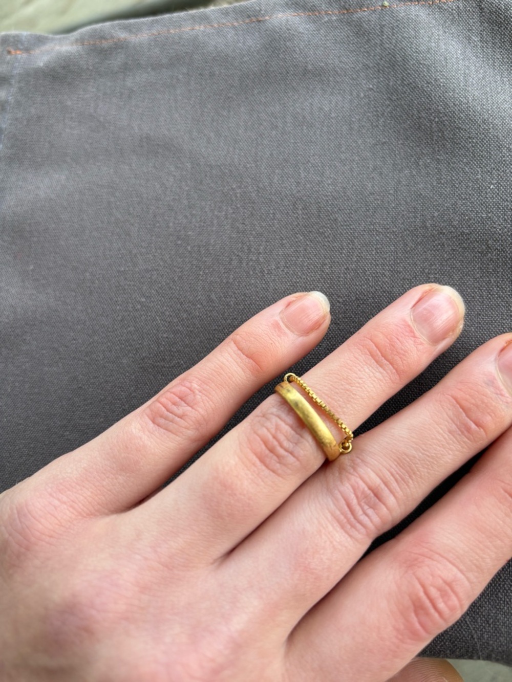 Madewell Gold Band Ring with Delicate Chain